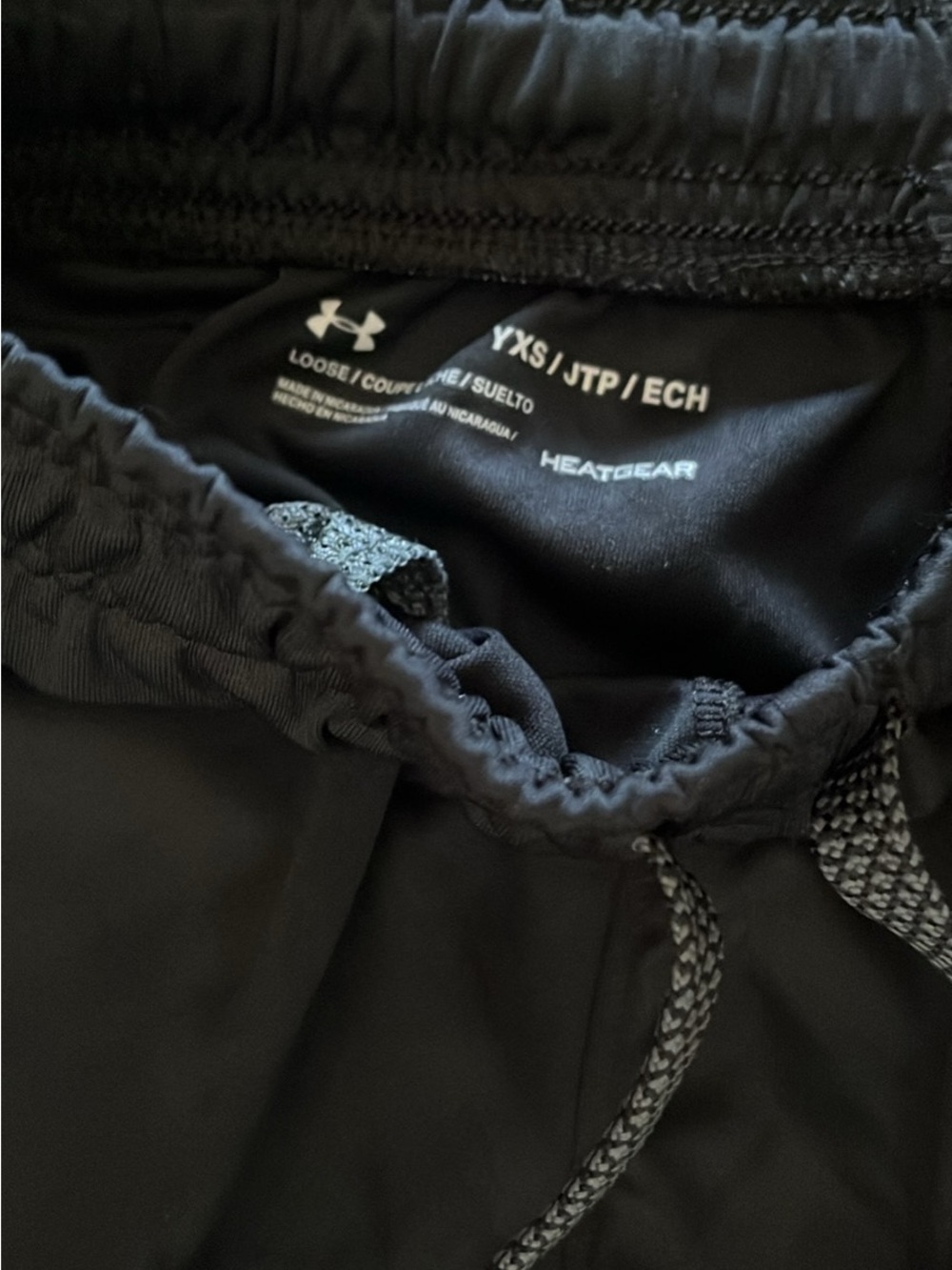 Under Armour kids Black Athletic Shorts with Gray Logo - Picture 2 of 3